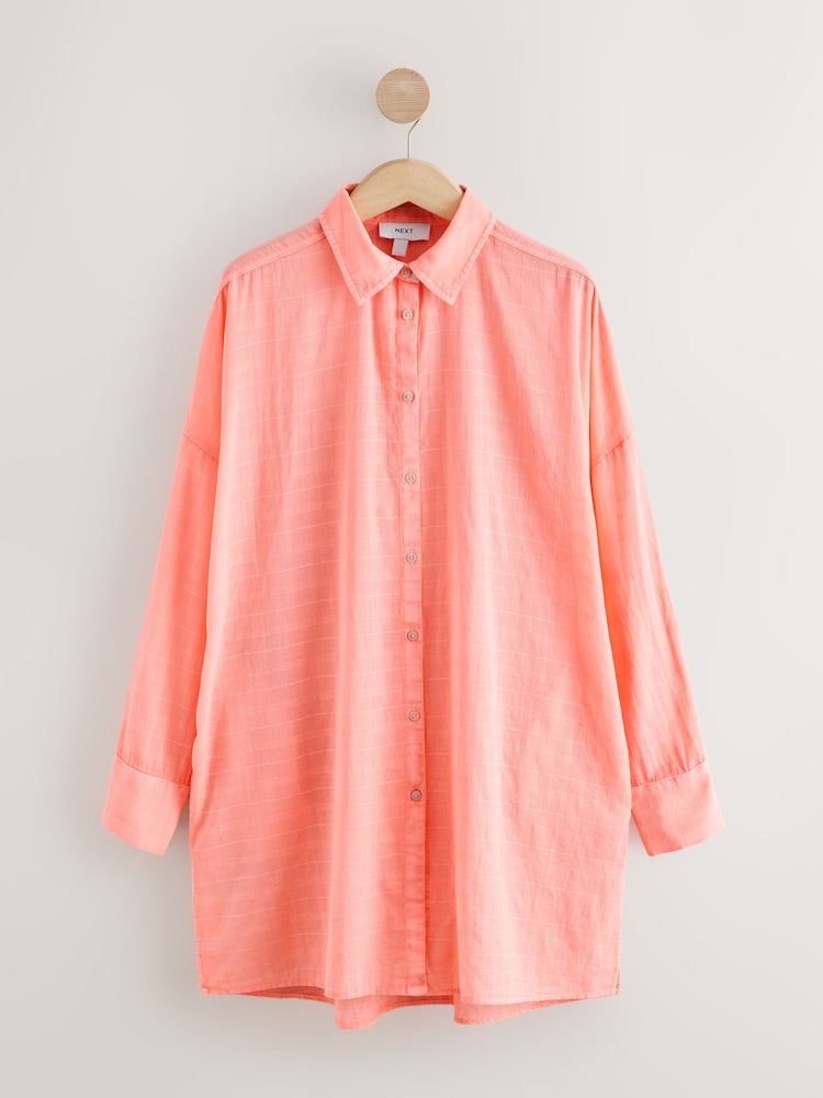 Coral Pink Beach Cover-Up Shirt - Image 1 of 3