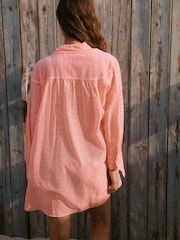 코랄 핑크 - 비치 커버업 셔츠 - 9의 이미지 4