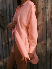 코랄 핑크 - 비치 커버업 셔츠 - 9의 이미지 5