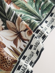 Cream Palm Print Collared Jersey Kaftan - Image 3 of 3