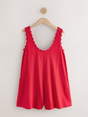 Red Ric Rac Trim Jersey Playsuit - Image 1 of 3