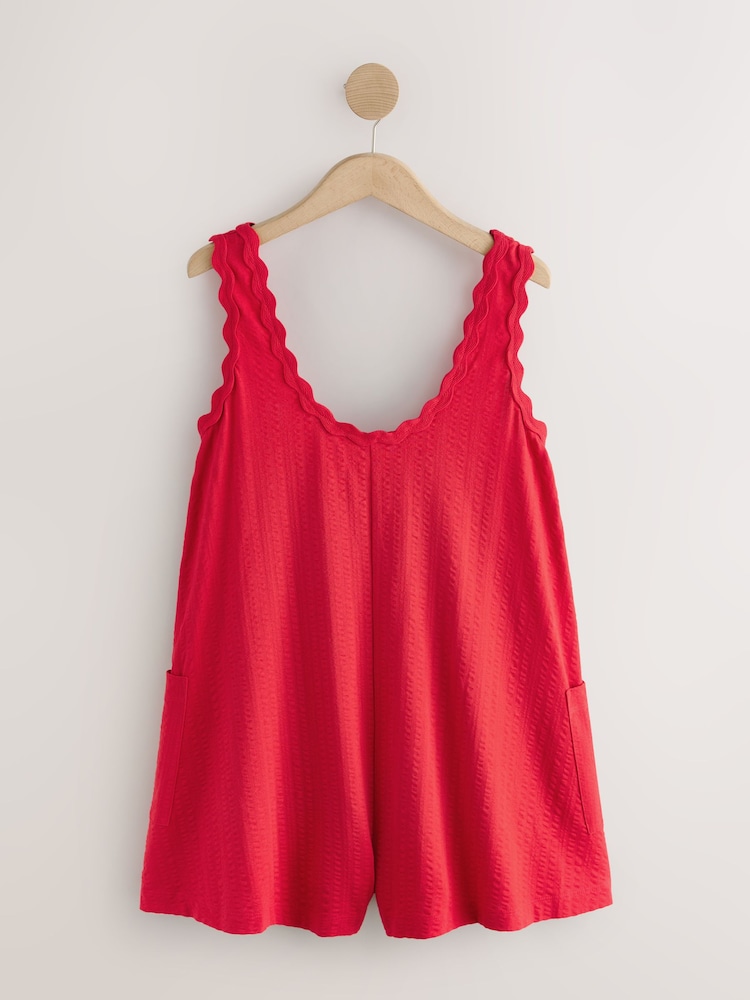 Red Ric Rac Trim Jersey Playsuit - Image 1 of 3