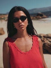 Röd - Ric Rac Jersey-playsuit med kant - Bild 5 av 8