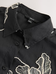 Black / Ecru Foral Embroidered Beach Shirt - Image 8 of 8