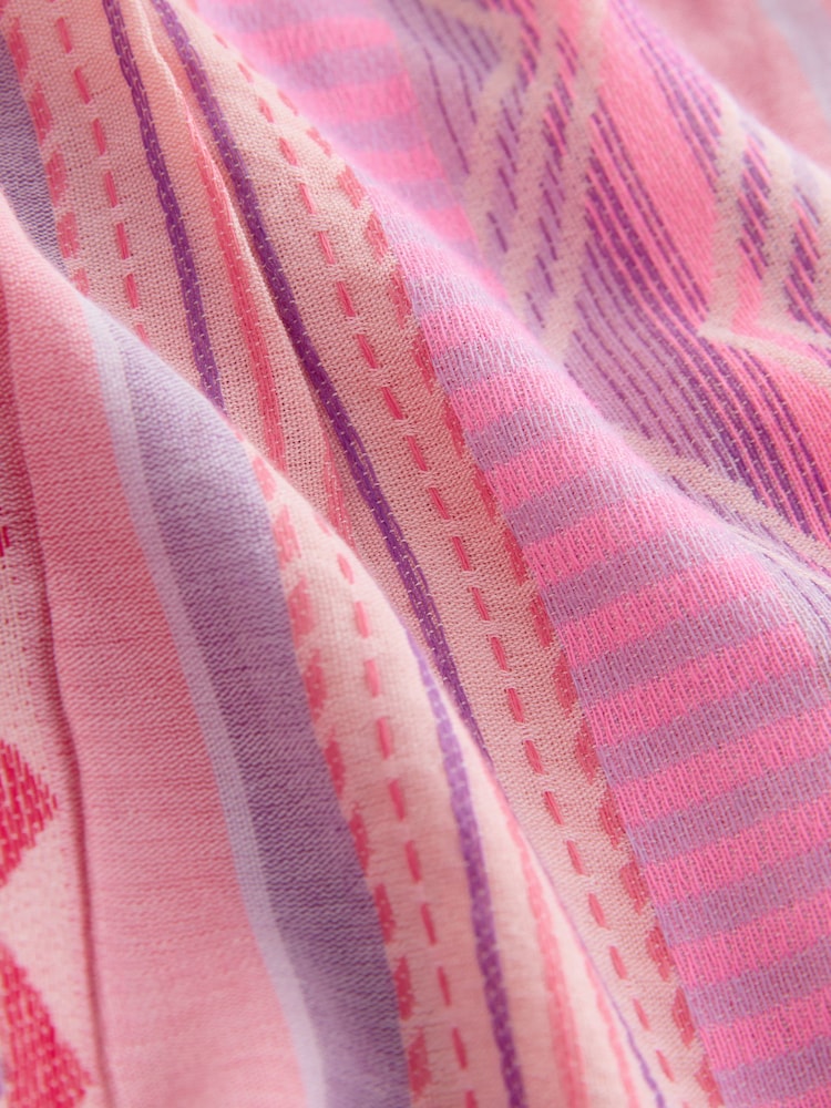 Roz deschis - Jaquard Off Shoulder Playsuit - Imaginea 3 din 3