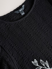 Negru - bluză brodată Jerseu - Imaginea 7 din 8