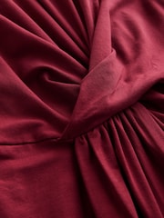 Burgundy Red Twist Waist Jersey Jumpsuit - Image 9 of 9