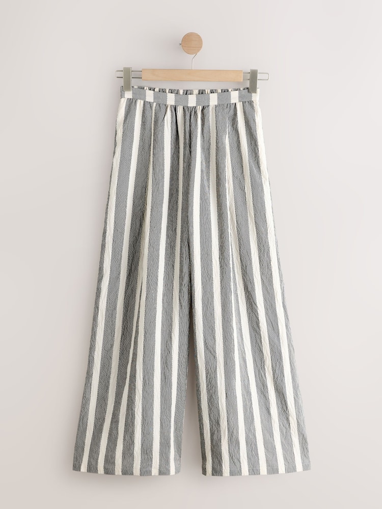 Monochrome Stripe Wide Leg Trousers - Image 1 of 3 Monochrome Stripe Wide Leg Trousers - Image 1 of 3