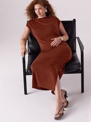 Rust Brown Maternity Short Sleeve Dress - Image 1 of 9