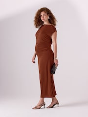Rust Brown Maternity Short Sleeve Dress - Image 2 of 9