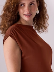 Rust Brown Maternity Short Sleeve Dress - Image 5 of 9