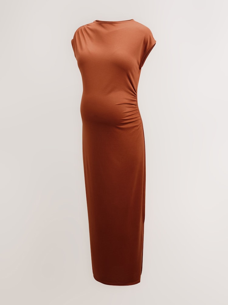 fitted lace wedding dress Maternity Bodycon Fitted Dress- Brown