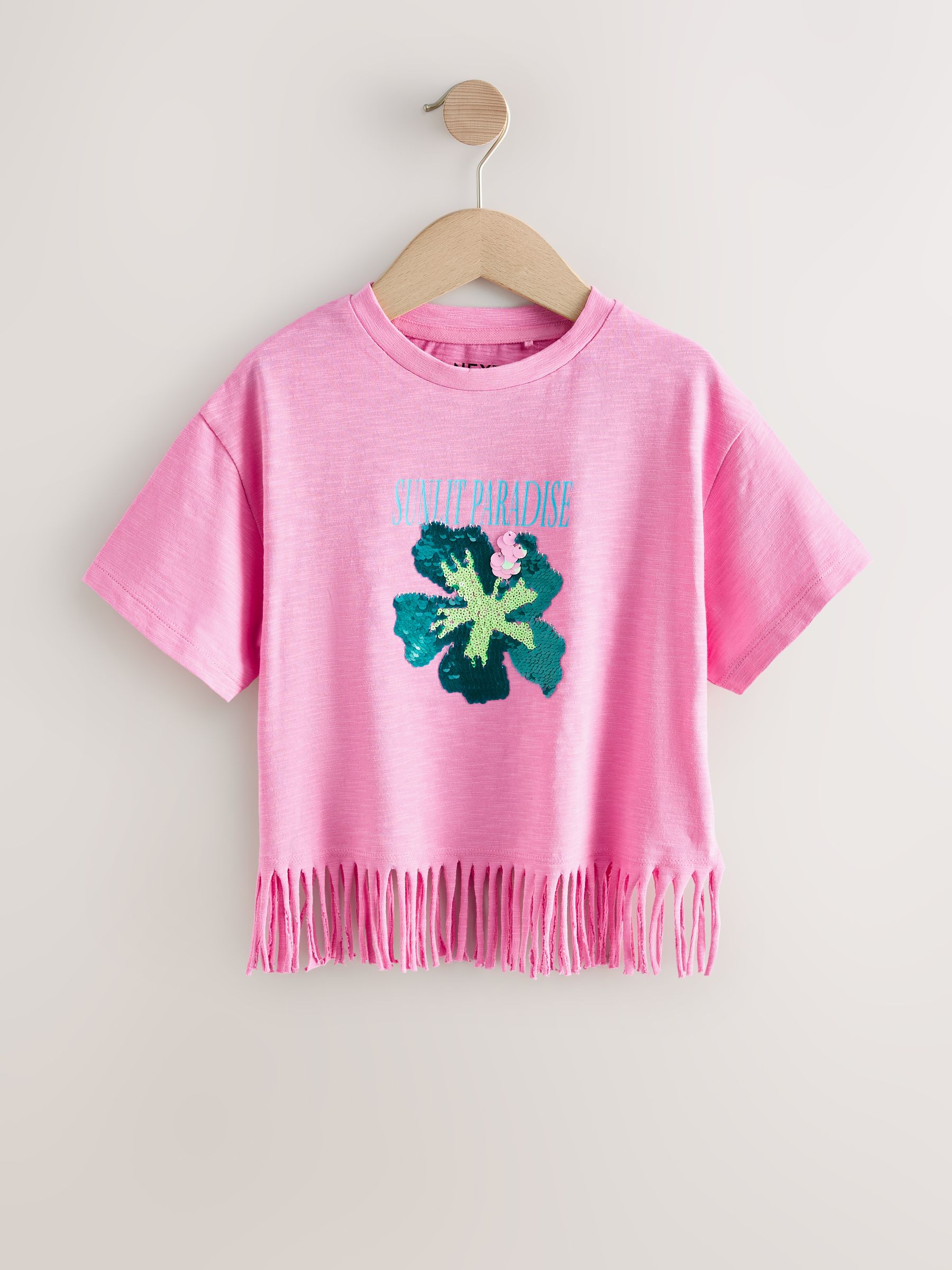 Next：日本 ピンク フラワー - フリンジTシャツ（3～16歳） from Next