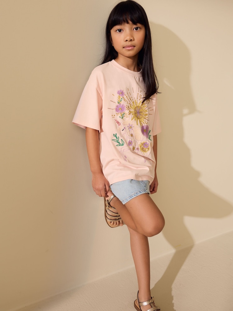 Pink Unicorn Sequin Oversized T-Shirt (3-16yrs) - Image 2 of 5