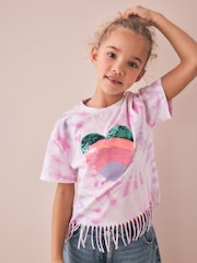 Pink Tie-Dye Fringe T-Shirt (3-16yrs) - Image 1 of 4