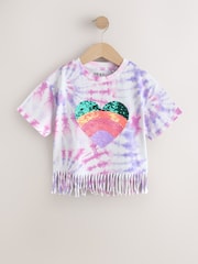 برباط على الكتف ولون وردي - تيشِرت مزيّن بشراشيب (3-16 سنة) - صورة 5 من 9