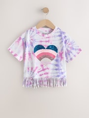 برباط على الكتف ولون وردي - تيشِرت مزيّن بشراشيب (3-16 سنة) - صورة 6 من 9