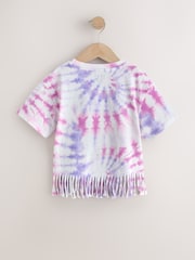 برباط على الكتف ولون وردي - تيشِرت مزيّن بشراشيب (3-16 سنة) - صورة 7 من 9