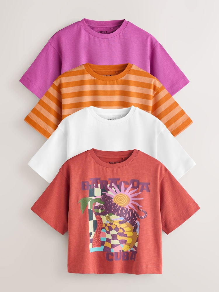 Purple/Orange Graphic T-Shirts 4 Pack (3-16yrs) - Image 1 of 7