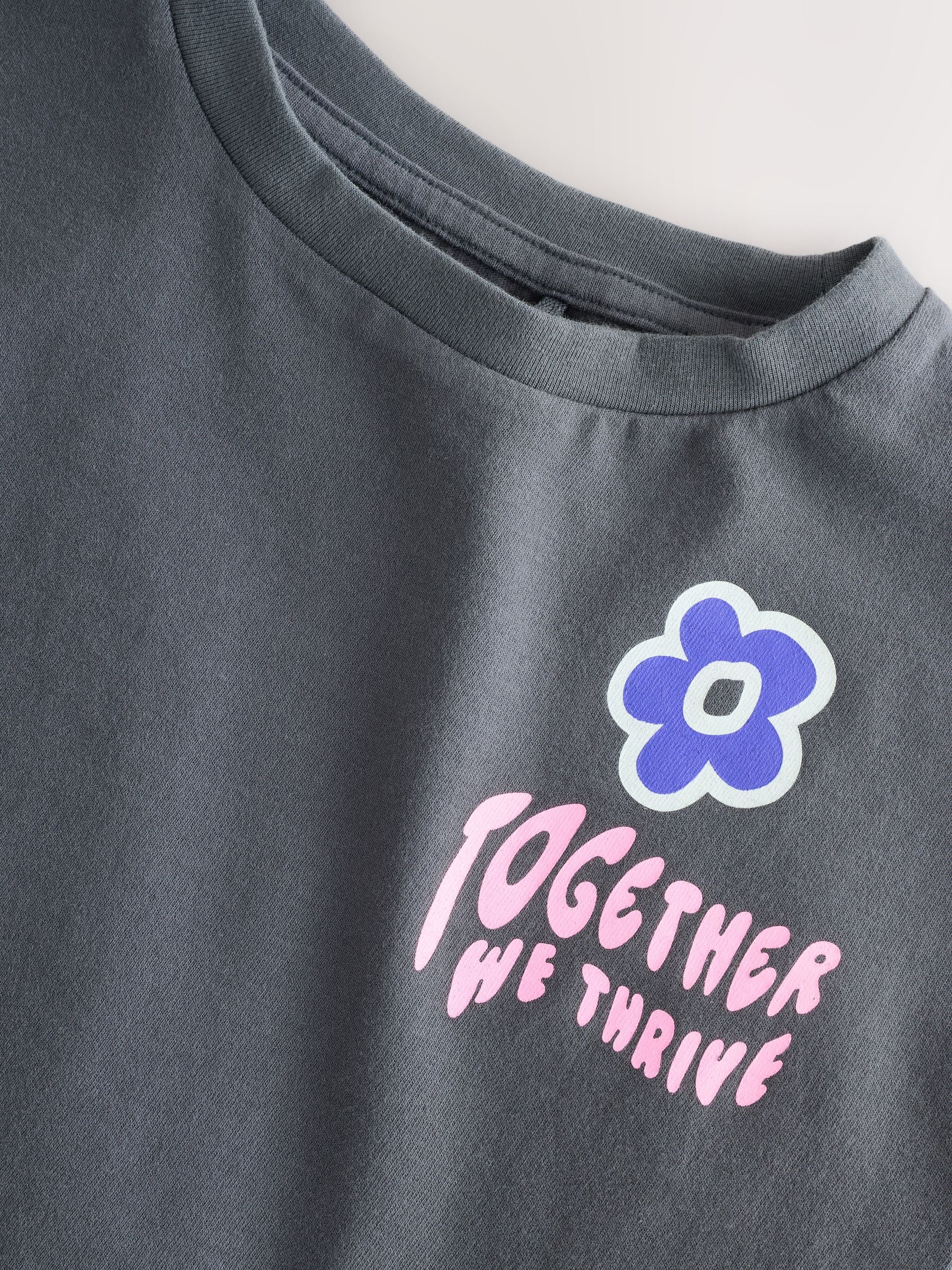 Buy Charcoal Grey Floral Sequin Graphic T-Shirt (3-16yrs) from