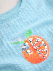 Blue Orange Sequin Textured Oversized Boxy T-Shirt (3-16yrs) - Image 4 of 5