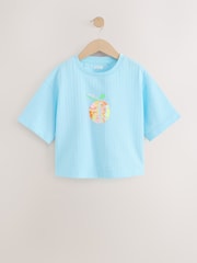 Blue Orange Sequin Textured Oversized Boxy T-Shirt (3-16yrs) - Image 6 of 10