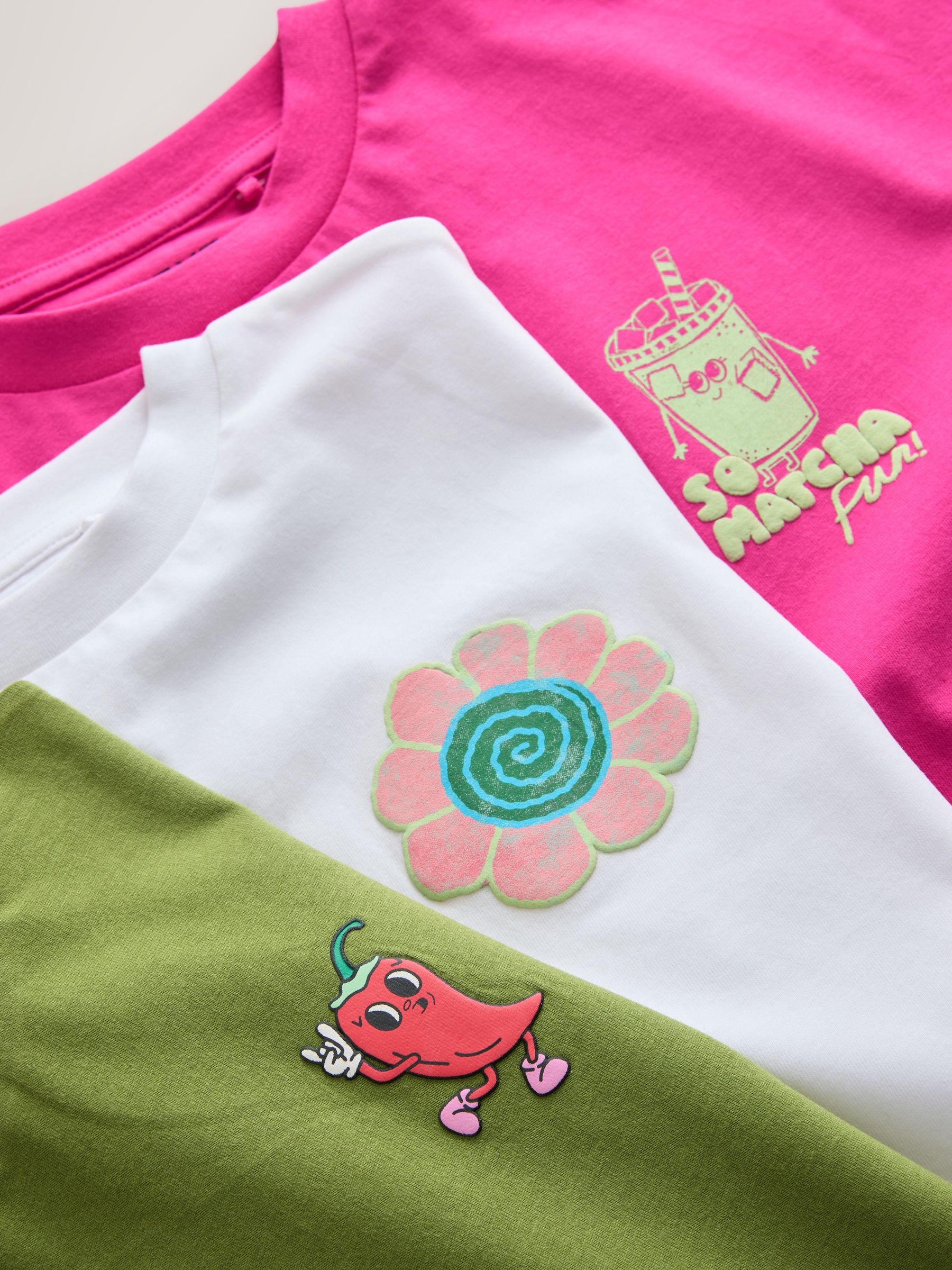Buy Pink/Green Boxy Graphic T-Shirts 3 Pack (3-16yrs) from Next India
