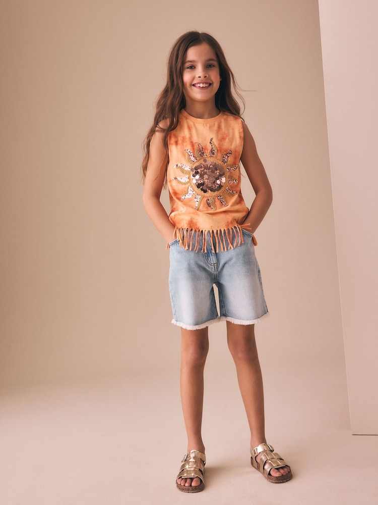 Portocaliu soare - Fringe Sequin Vest (3-16yrs) - Imaginea 2 din 8