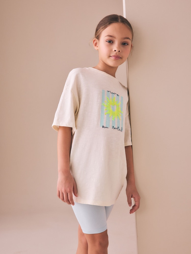 Ecru Sun Sequin Graphic T-Shirt (3-16yrs) - Image 1 of 4