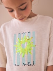 Ecru Sun Sequin Graphic T-Shirt (3-16yrs) - Image 4 of 4