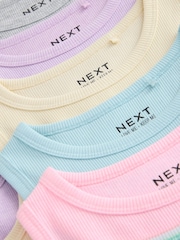 Multi Pastel Ribbed Vests 7 Pack (3-16yrs) - Image 10 of 11