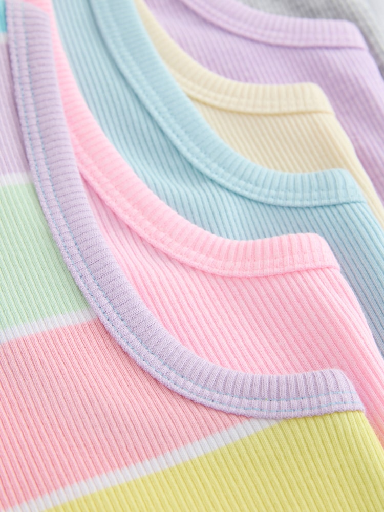 Multi Pastel Ribbed Vests 7 Pack (3-16yrs) - Image 11 of 11 Multi Pastel Ribbed Vests 7 Pack (3-16yrs) - Image 11 of 11