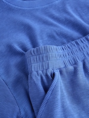 Blue Washed Ribbed Shorts Set (3-16yrs) - Image 4 of 4