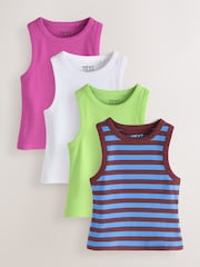Multi Bright Ribbed Vest 4 Pack (3-16yrs) - Image 1 of 8