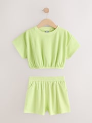 Green Washed Ribbed Shorts Set (3-16yrs) - Image 4 of 7