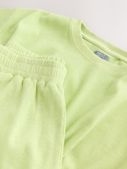 Green Washed Ribbed Shorts Set (3-16yrs) - Image 7 of 7