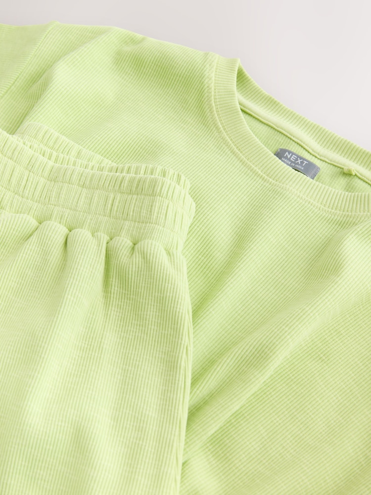 Green Washed Ribbed Shorts Set (3-16yrs) - Image 7 of 7