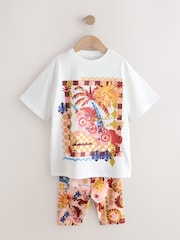 White Unicorn Sequin - T-shirt och cykelshorts Set (3–16år) - Bild 5 av 9