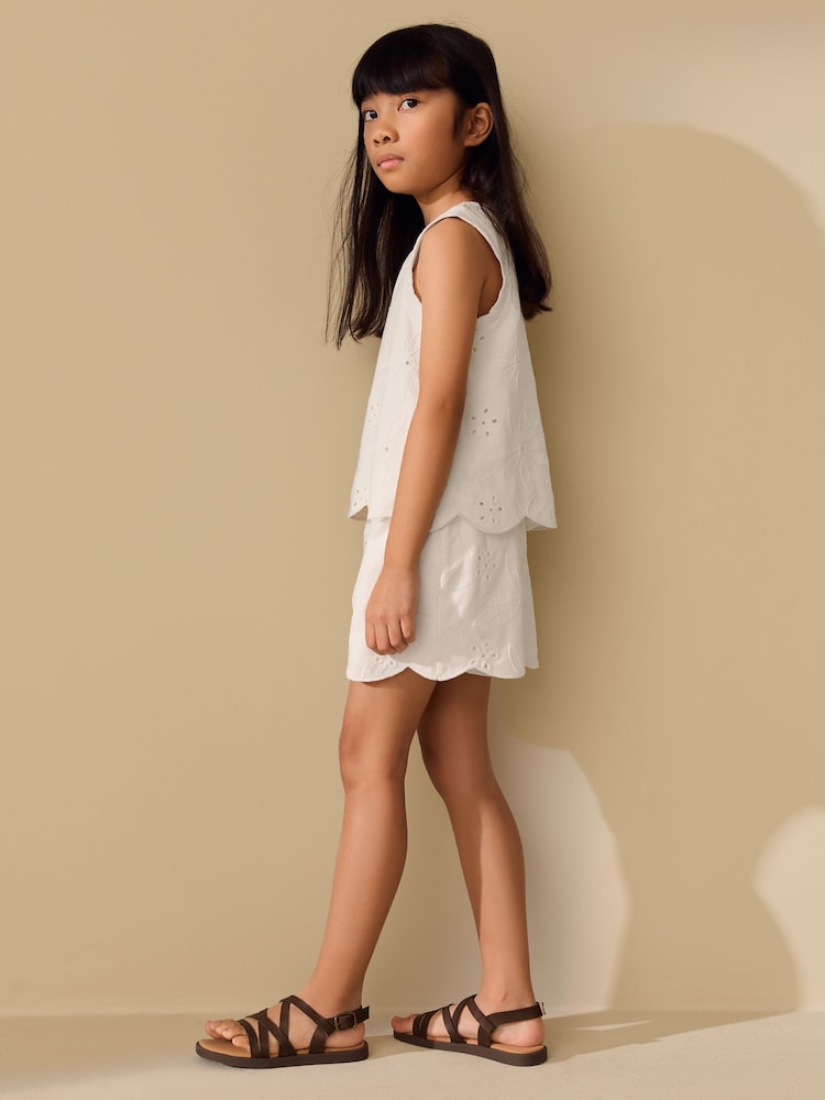 Ecru Broderie Vest and Shorts Set (3-16yrs) - Image 2 of 5