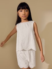Ecru Broderie Vest and Shorts Set (3-16yrs) - Image 3 of 5