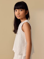 Ecru Broderie Vest and Shorts Set (3-16yrs) - Image 5 of 5