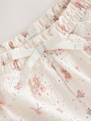Ecru Ditsy Floral Broderie Bubble Shorts Set (3-16yrs) - Image 4 of 6