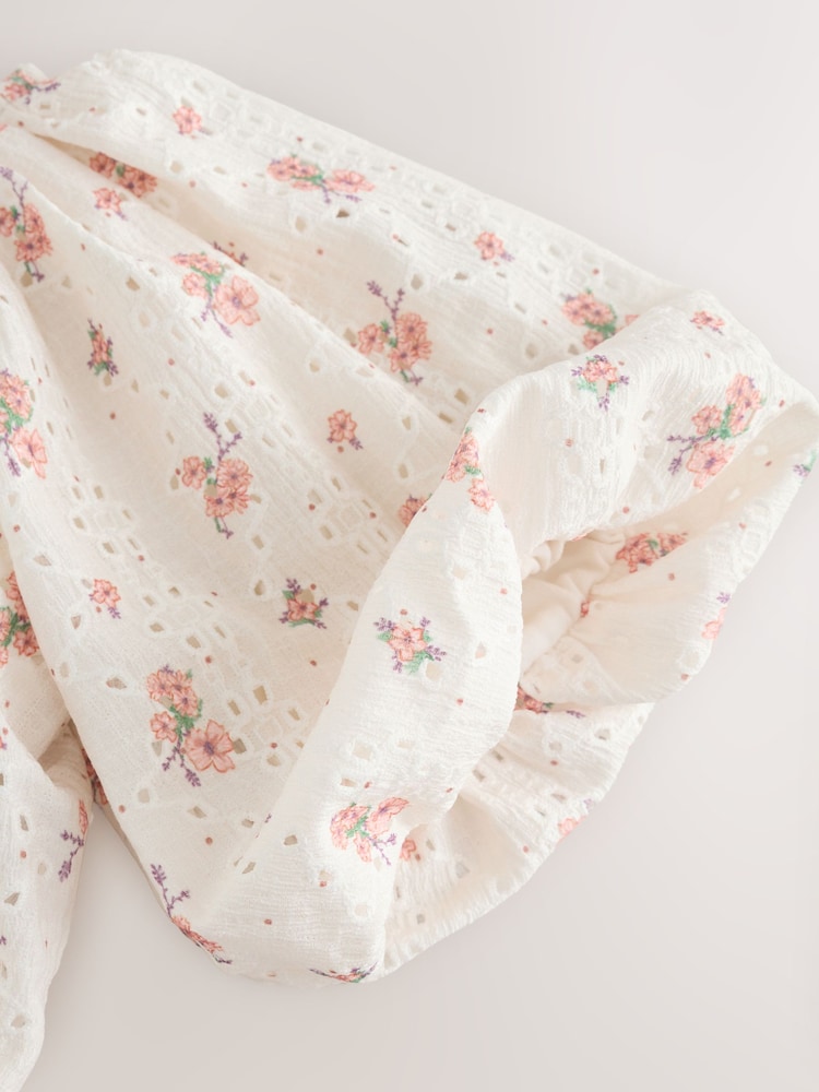 Ecru Ditsy Floral Broderie Bubble Shorts Set (3-16yrs) - Image 6 of 6