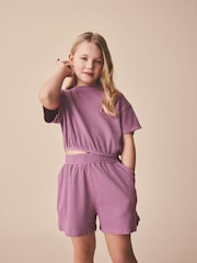 Purple Washed Ribbed Shorts Set (3-16yrs) - Image 3 of 8