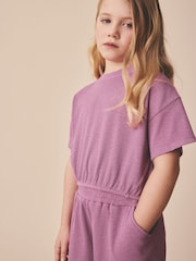 Purple Washed Ribbed Shorts Set (3-16yrs) - Image 4 of 8