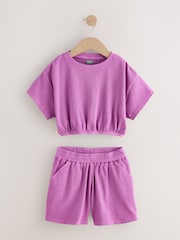 Purple Washed Ribbed Shorts Set (3-16yrs) - Image 5 of 8