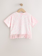Pink Tie Dye Rolling Stones Fringe Band T-Shirt (3-16yrs) - Image 2 of 4