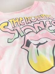 Pink Tie Dye Rolling Stones Fringe Band T-Shirt (3-16yrs) - Image 7 of 7