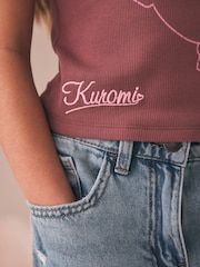 Purple Washed Kuromi Ribbed Vest (3-16yrs) - Image 5 of 9