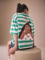 Green Stripe Moana License Oversized Boxy T-Shirt (3-16yrs) - Image 1 of 9